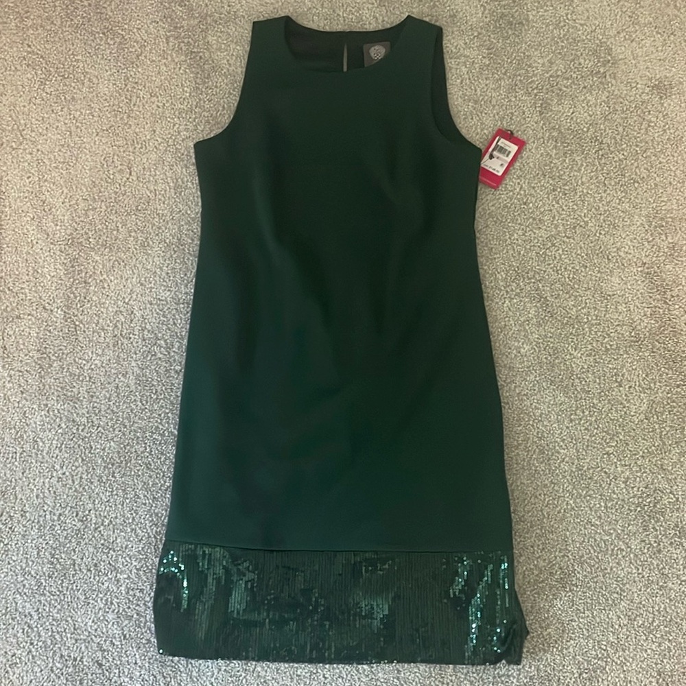 Green sequined formal dress